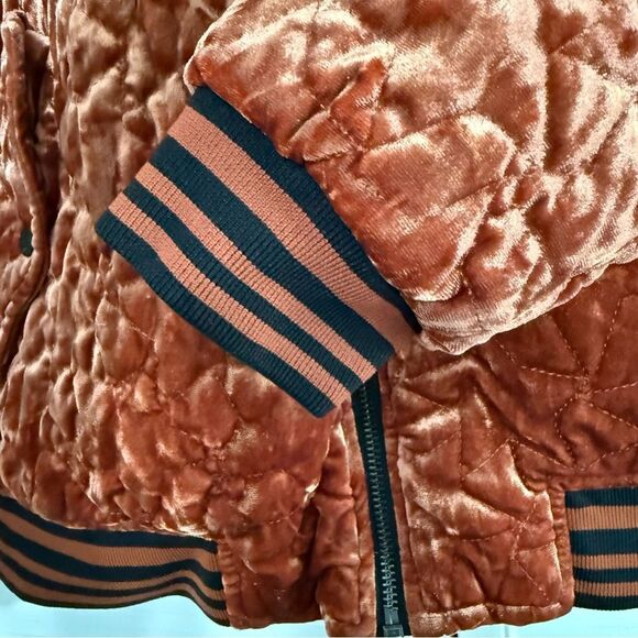 Bernardo Rust/Blk Quilted Velvet Bomber Jacket - Picture 5 of 11